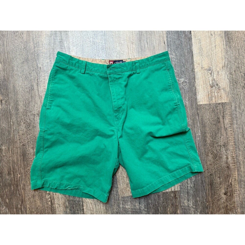Chaps Kelly Green Cotton Shorts Men's Size 38 Flat Front Pockets Golf Chino